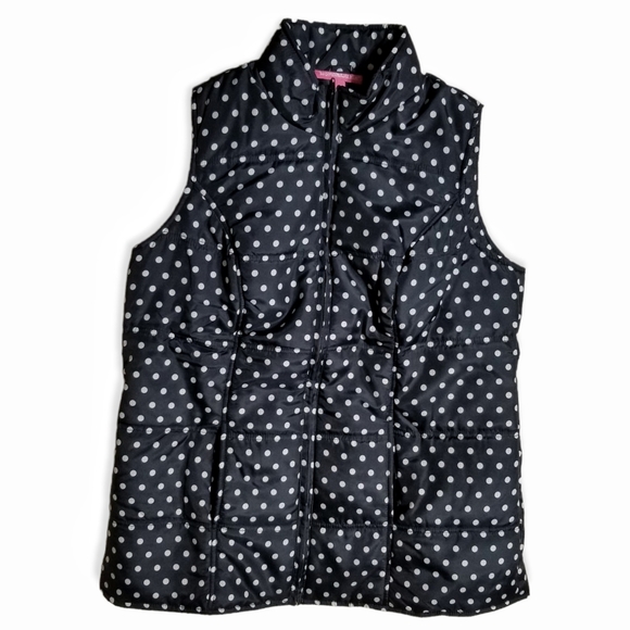 Woman Within Polkadot Black and White Warm Vest Woman Size M - Picture 6 of 8